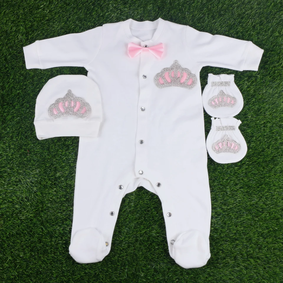 

Baby clothes 1 sets 0-3 months newborn boys girls bebe cloths gift bowknot crown pattern