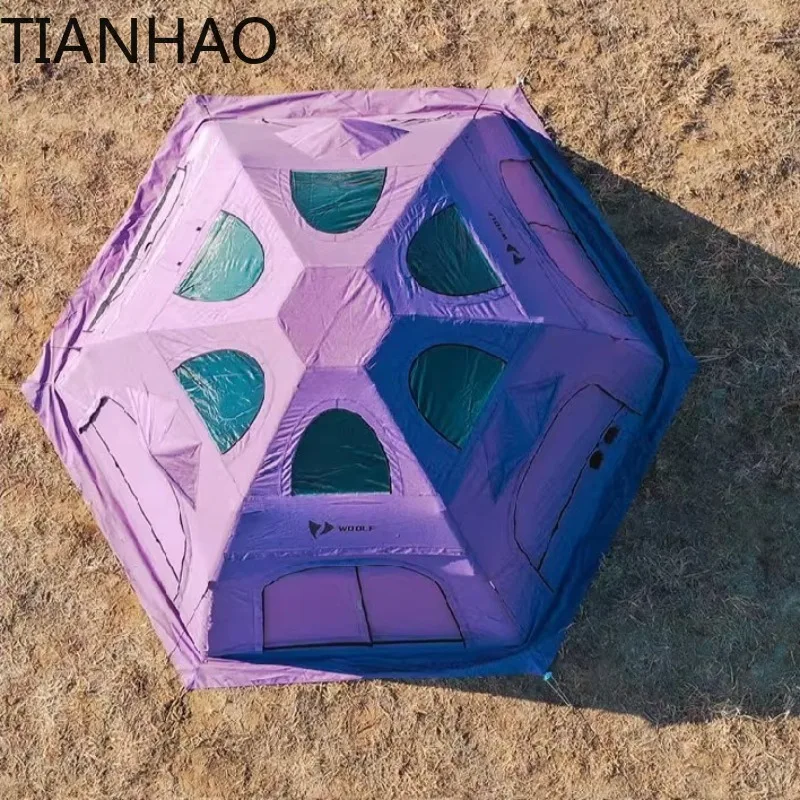 Portable Hexagonal Inflatable Tent Fashion Visible Sky Rainproof Sunshade Hiking Tents Outdoor Journey Camping Equipment