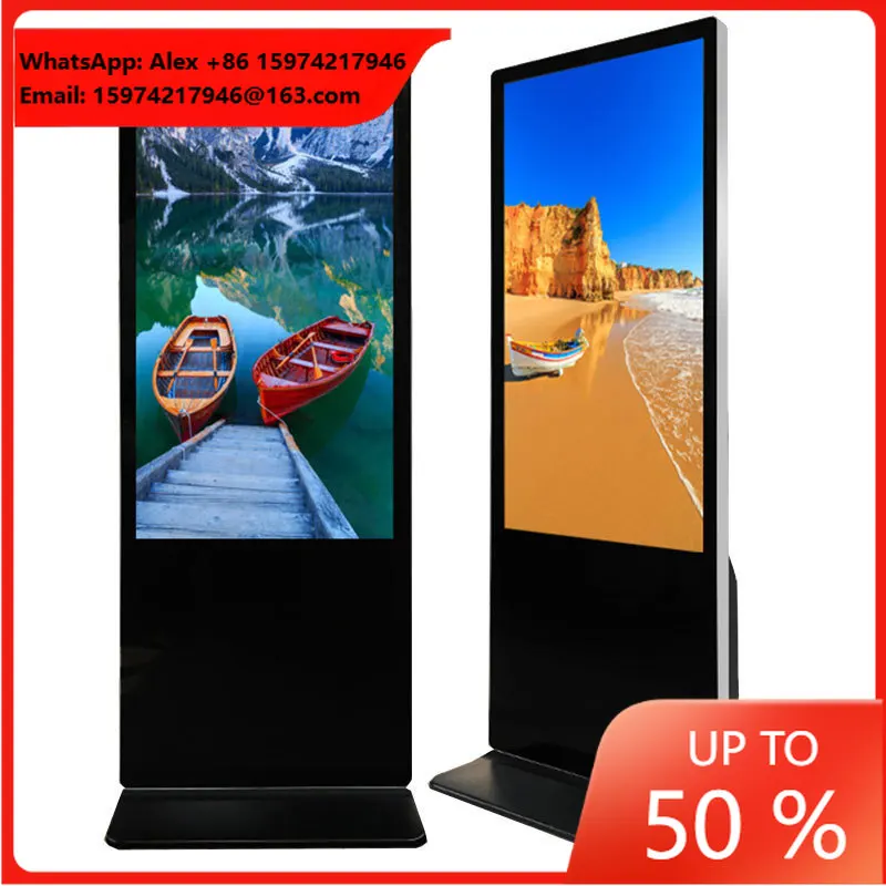 43-55 Inch Android Floor-Standing LCD Digital Signage Player High-Resolution Touch Screen Cloud-Based CMS All-Metal Elevator