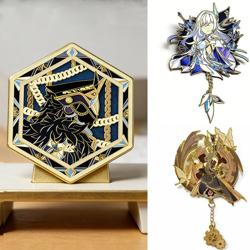 Genshin Impact II Capitano Badges Anime Cosplay Marionette Skirk Thrain Sandrone Party Costumes Pins Backpack Brooches Fans Gift