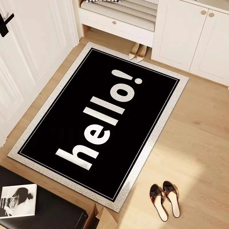 Dirt Trapping Wire Loop Mat Creative Welcome/Hello Pattern Non-Slip Entrance Doormat Indoor Outdoor Washable