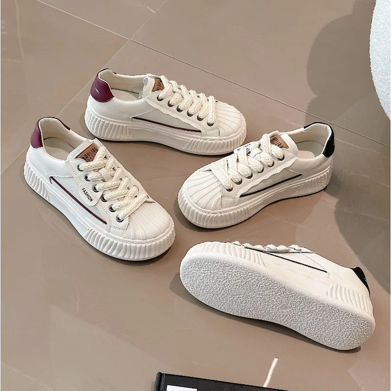 Shell Scalp Small White Shoes for Women 2025 New Versatile Thick Sole Sports Casual Female Shoes Autumn Popular Board Shoe Trend