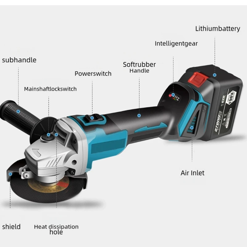 Brushless Angle Grinder Electric Cordless Cutting Machine Polishing Power Tool For Makita 18V Battery 100mm