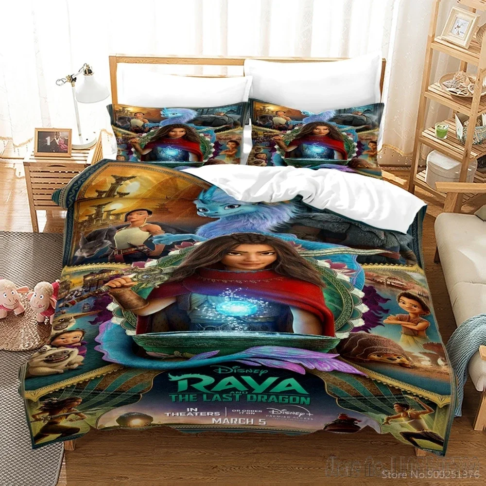 Disney Raya and The Last Dragon Love Child Duvet Cover Set HD Comforter Cover Bedclothes for Kids Bedding Sets Bedroom Decor