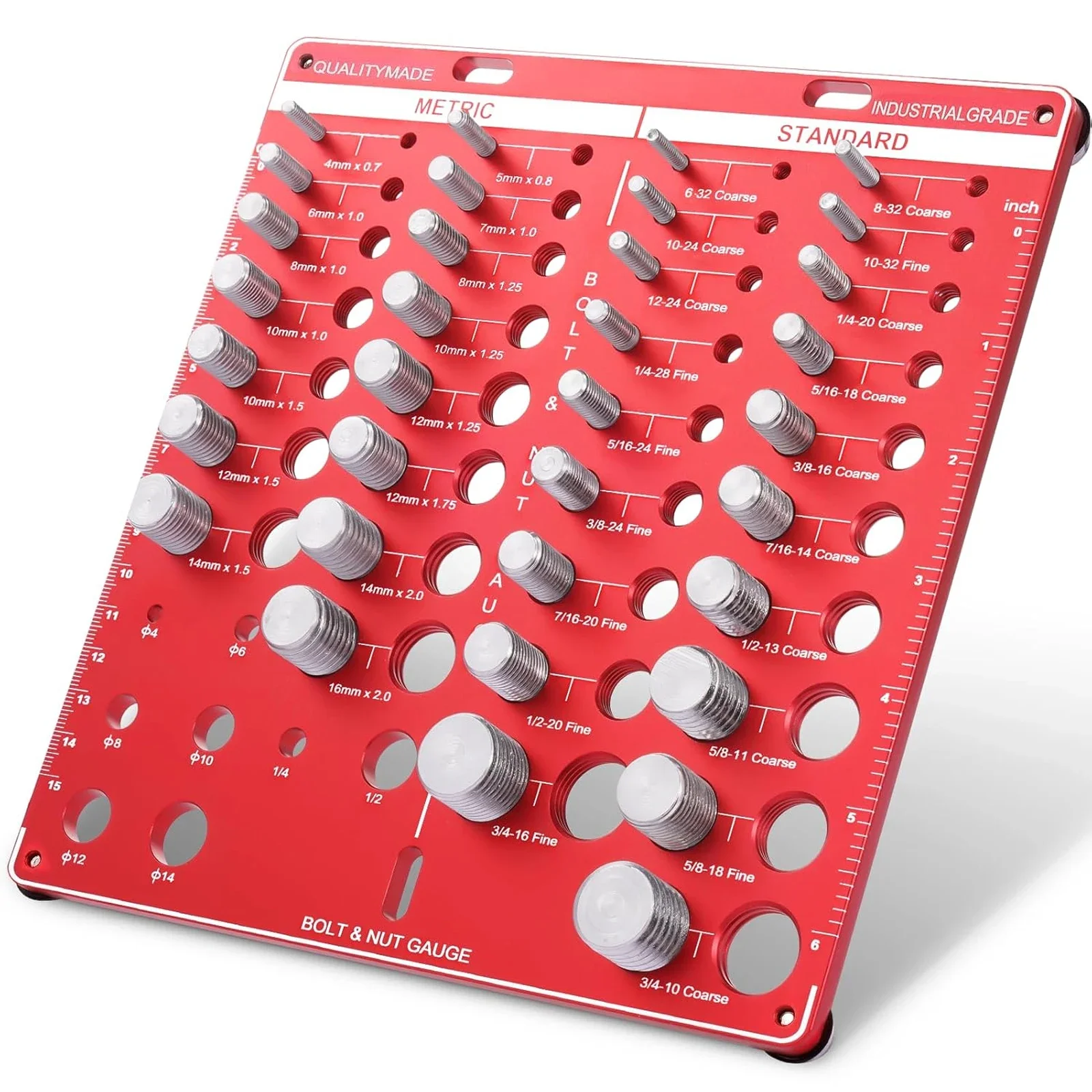 

42 Nut and Bolt Thread Checker Set Bolt Size and Thread Gauge Standard and Metric with 19 Standard 15 Metric Sizes Inch Male Female Screw Identifier Measurement Gauge Tool for Garage Workshop