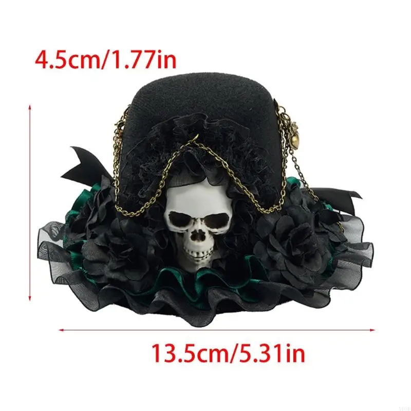 Steampunk Charm Haarnadel mit Rüschenbesatz Detail Gothic Süße Mode Kopfbedeckung Dunkles Haar Zubehör Geschenk Y08E – Detail 6