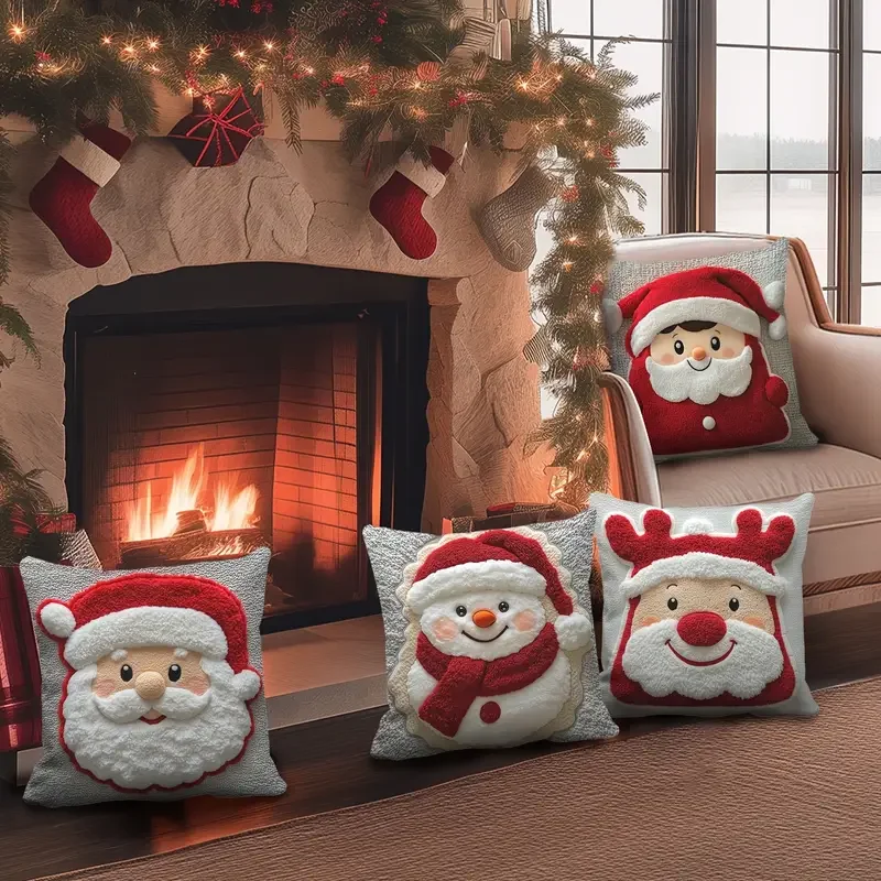 Weihnachts-Kissenbezug, Schneemann und Rentier, Digitaldruck, Sofakissen für Zuhause, Büro und Wohnzimmer, festliche Dekoration