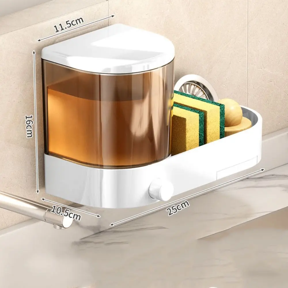with Drain Tray Wall Mounted Soap Dispenser Large Capacity with Sponges Holder Hand Sanitizer Container Easy To Install