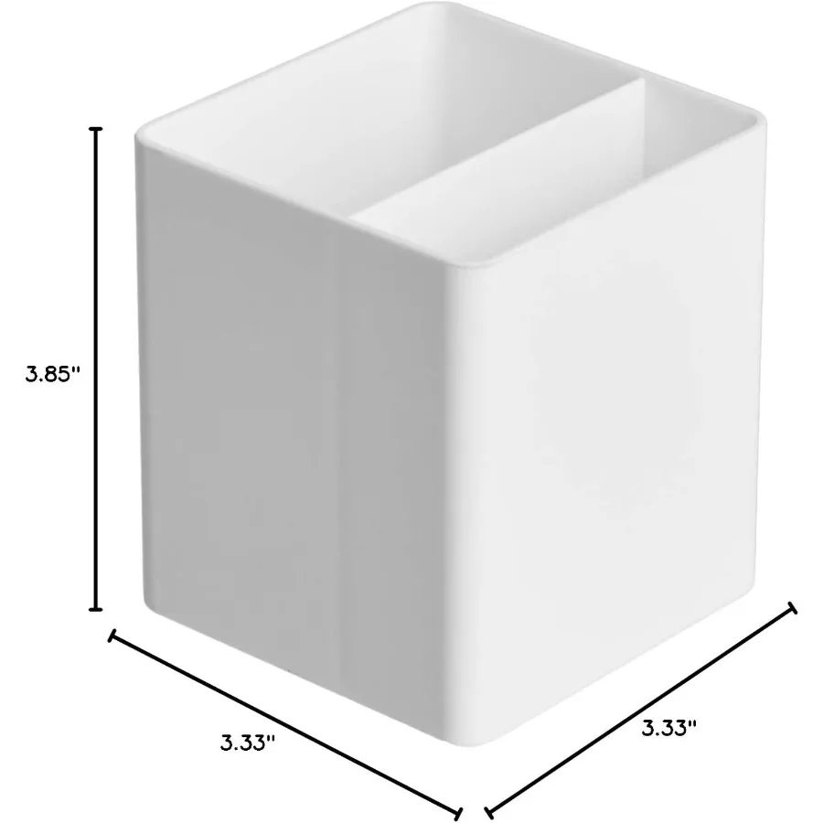 Modern White Plastic Desk Organizer - Multifunctional Pen & Pencil Holder for Office & Study