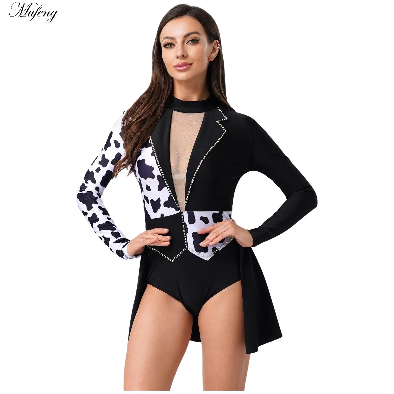 Disfraz de Halloween para mujer, disfraz de bruja diablo, estampado gótico manchado, mono con falda de retazos, mascarada, baile de payaso, vestido elegante