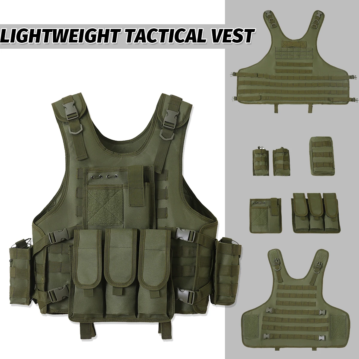 

Tactical Airsoft Vest Military Molle Plate Carrier Magazine Paintball Shooting Body Armor Police Training Protection Equipment