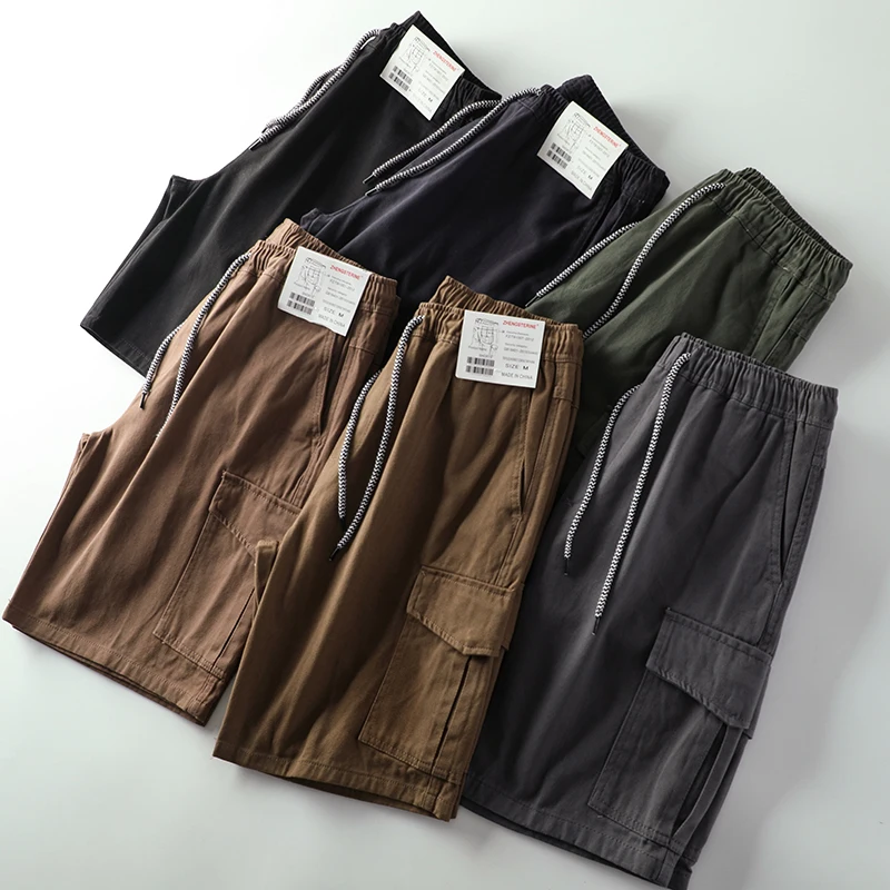 

Мужские джинсовые шорты Waed Denim Workwear: универсальные, дышащие, летние, повседневные, с множеством карманов, цветные