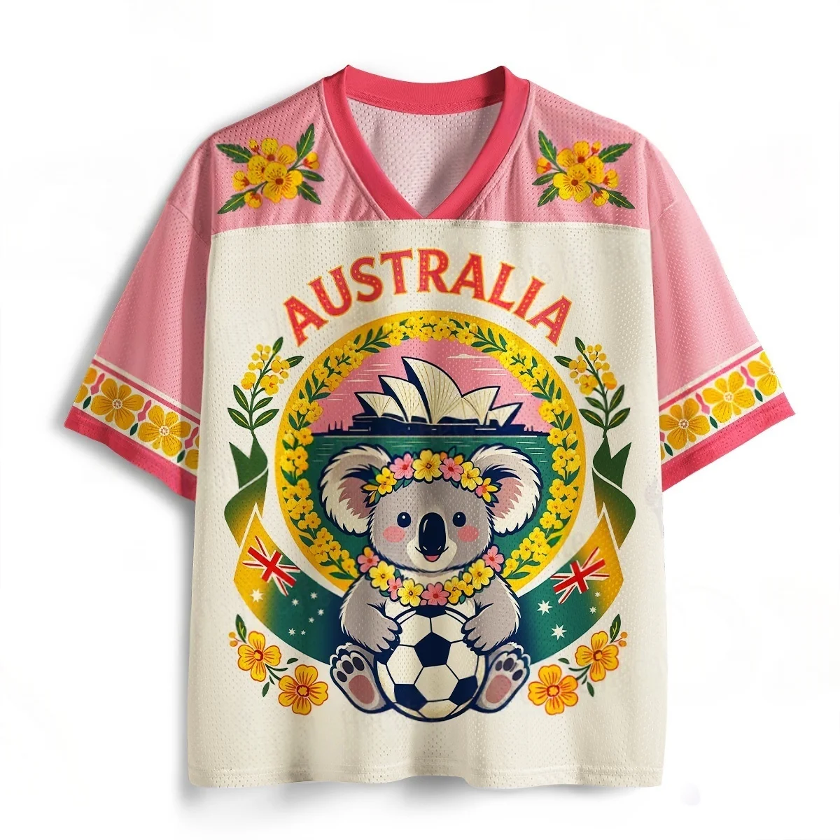 Adult and Child Australian Koala Sydney Opera House Acacia Pattern, Loose Breathable 3D Printed T-shirt with Supporting Features