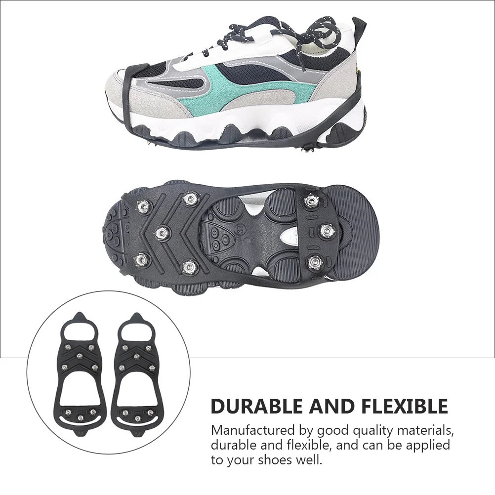 Non-slip Crampon Shoe Covers Snow Ice Claws Simple Non-skid Spikes Black Surface Winter Men and Women