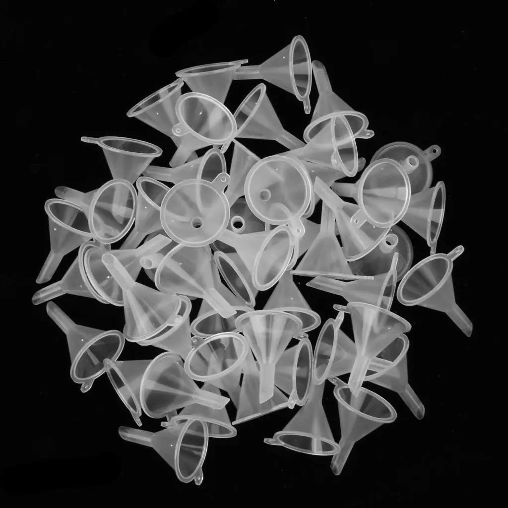 Bulk Lot of 50pcs Transparent Plastic Mini Funnels for Filling Small Perfume