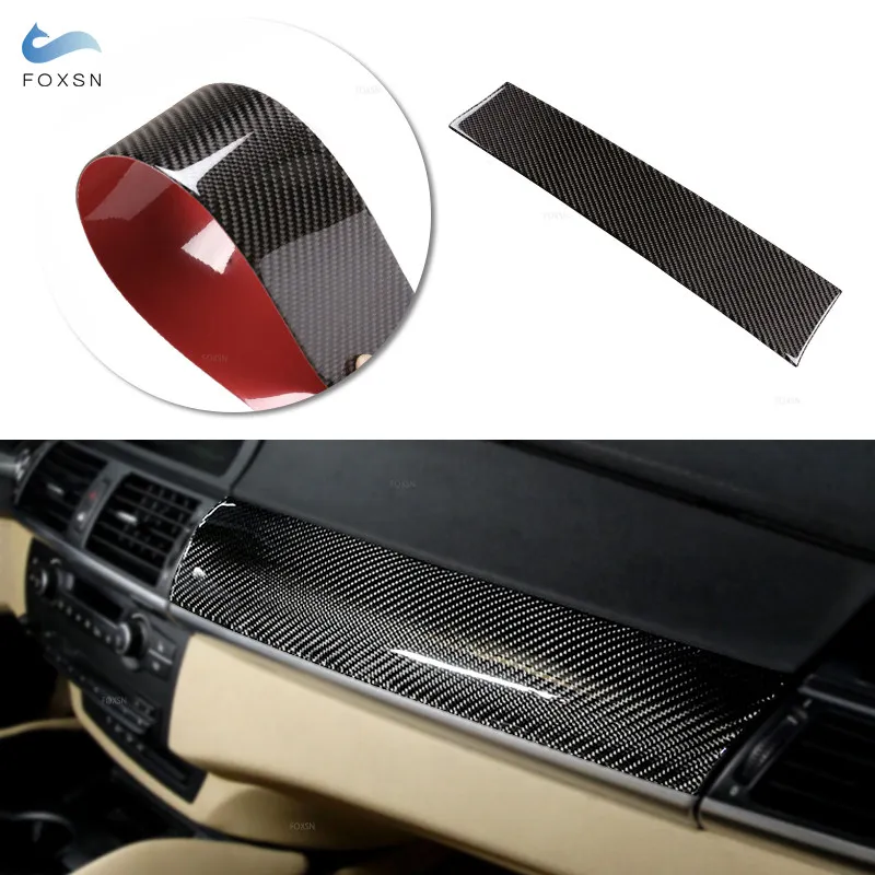 For BMW X5 E70 X6 E71 2008-2014 Center Control Dashboard Panel Co-pilot Strip Carbon Fiber Car Accessories Interior Sticker Trim
