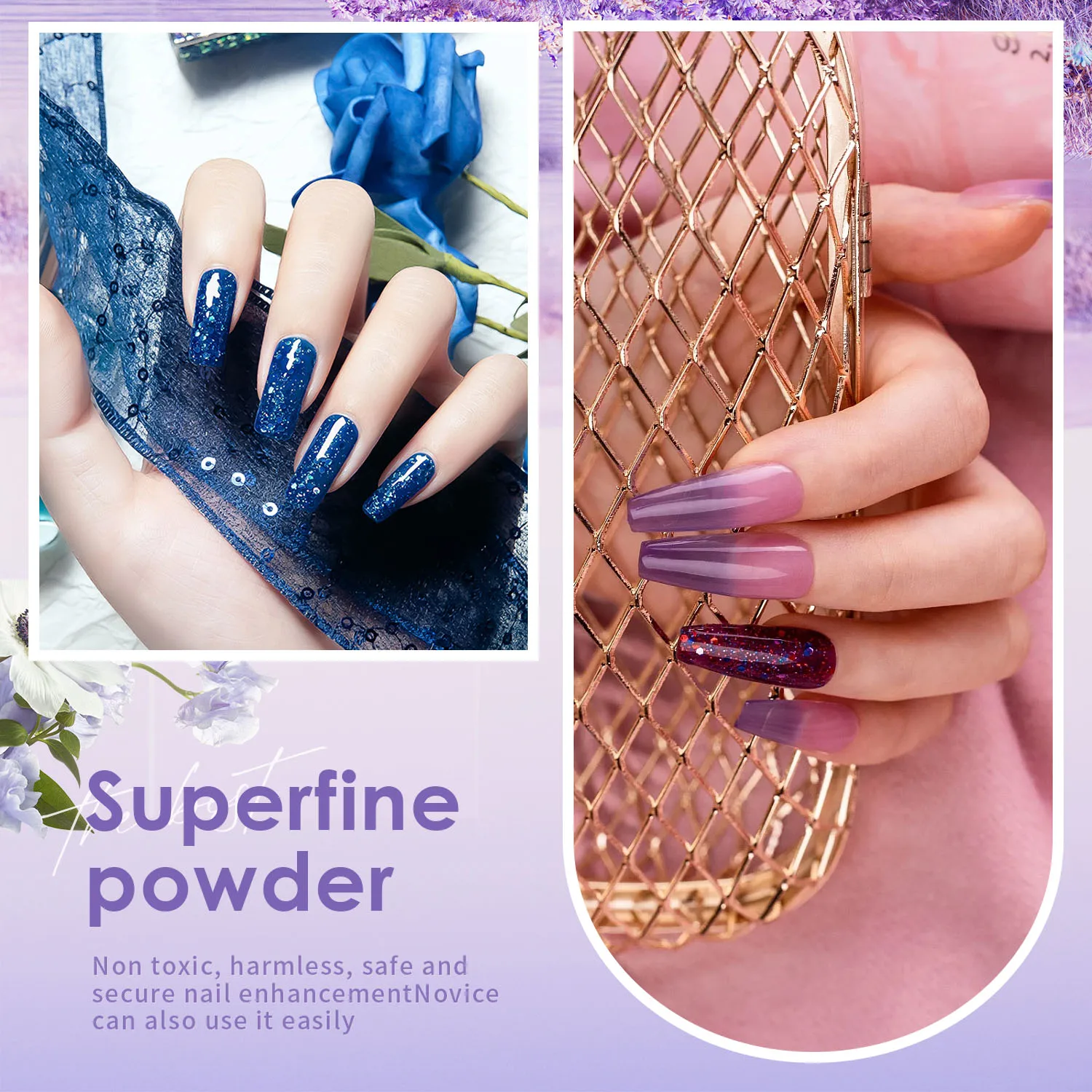 เล็บ 6 สี DIY ประติมากรรมผงสีคริสตัลเล็บผง 6 สีชุดประติมากรรมผง 10g ขวด