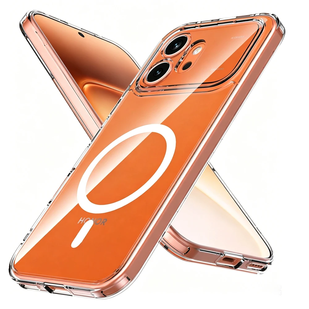 Étui pour Magsafe, chargement sans fil magnétique puissant, résistant aux chocs, étui transparent en PC dur pour Honor 600 Pro 600Pro Lite