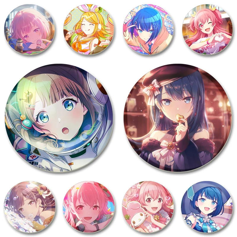 Music Game Badge about Momoi Airi Kiritani Haruka Hatsune Miku,cosplay Cute Creative Brooch Pins for Backpack Clothes Jewelry