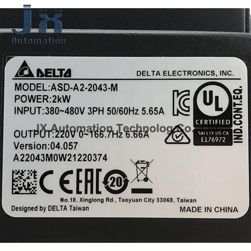 محرك سيرفو يعمل بالتيار المتردد الأصلي من سلسلة Delta ASD-A2 بقدرة 400 فولت 2 كيلو وات ASD-A2-2043-M