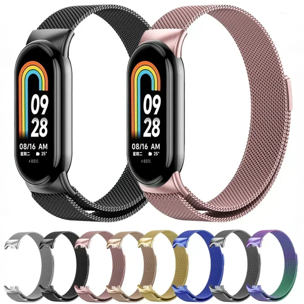 Strap For xiaomi Mi Band 8 global version accessorie Milanese Loop Replacement belt bracelet pulseira correa mi band 9 NFC strap