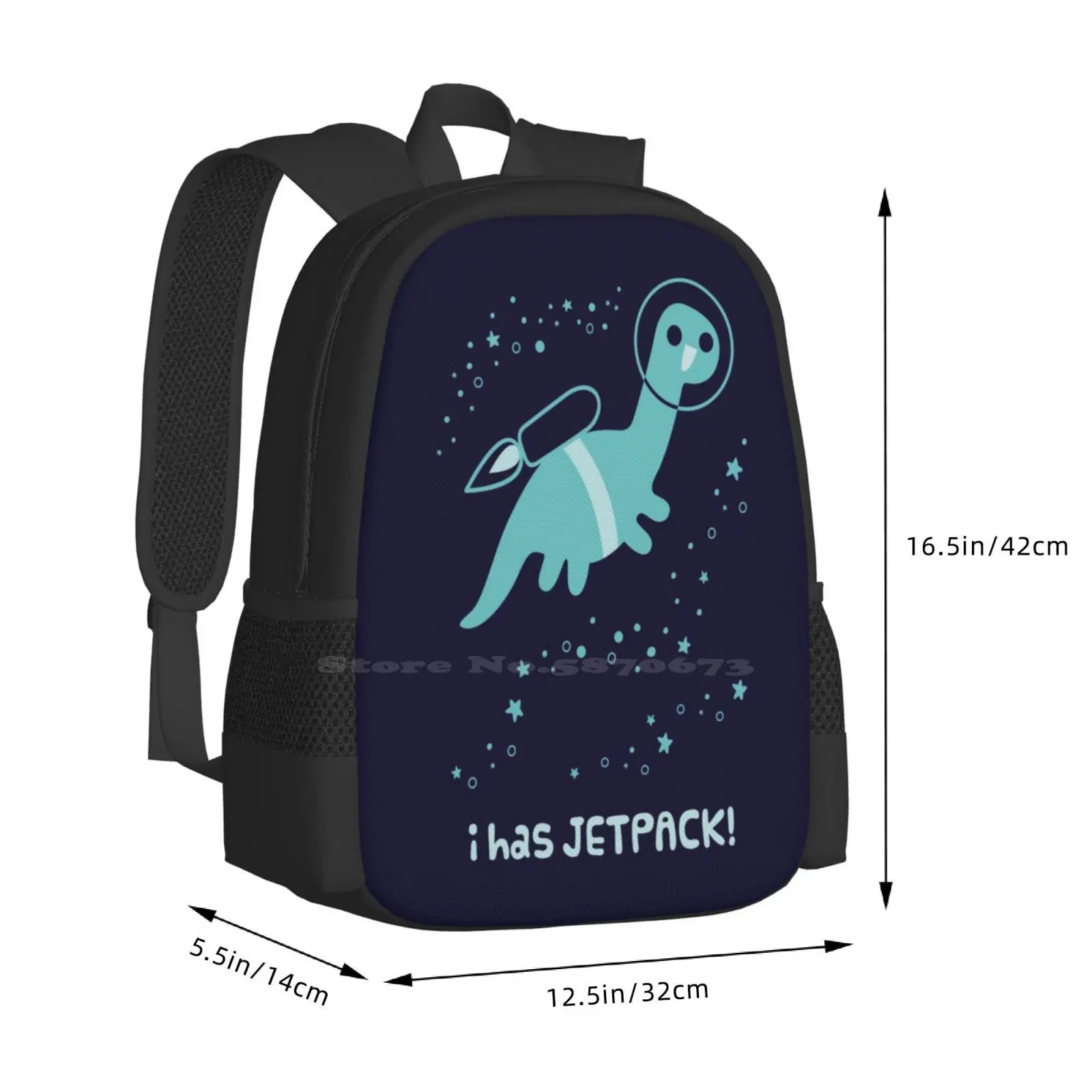 I Has Jetpack! Large Capacity School Backpack Laptop Bags I Has Jetpack Dinosaurs In Space Astronaut Cute Kawaii Flying