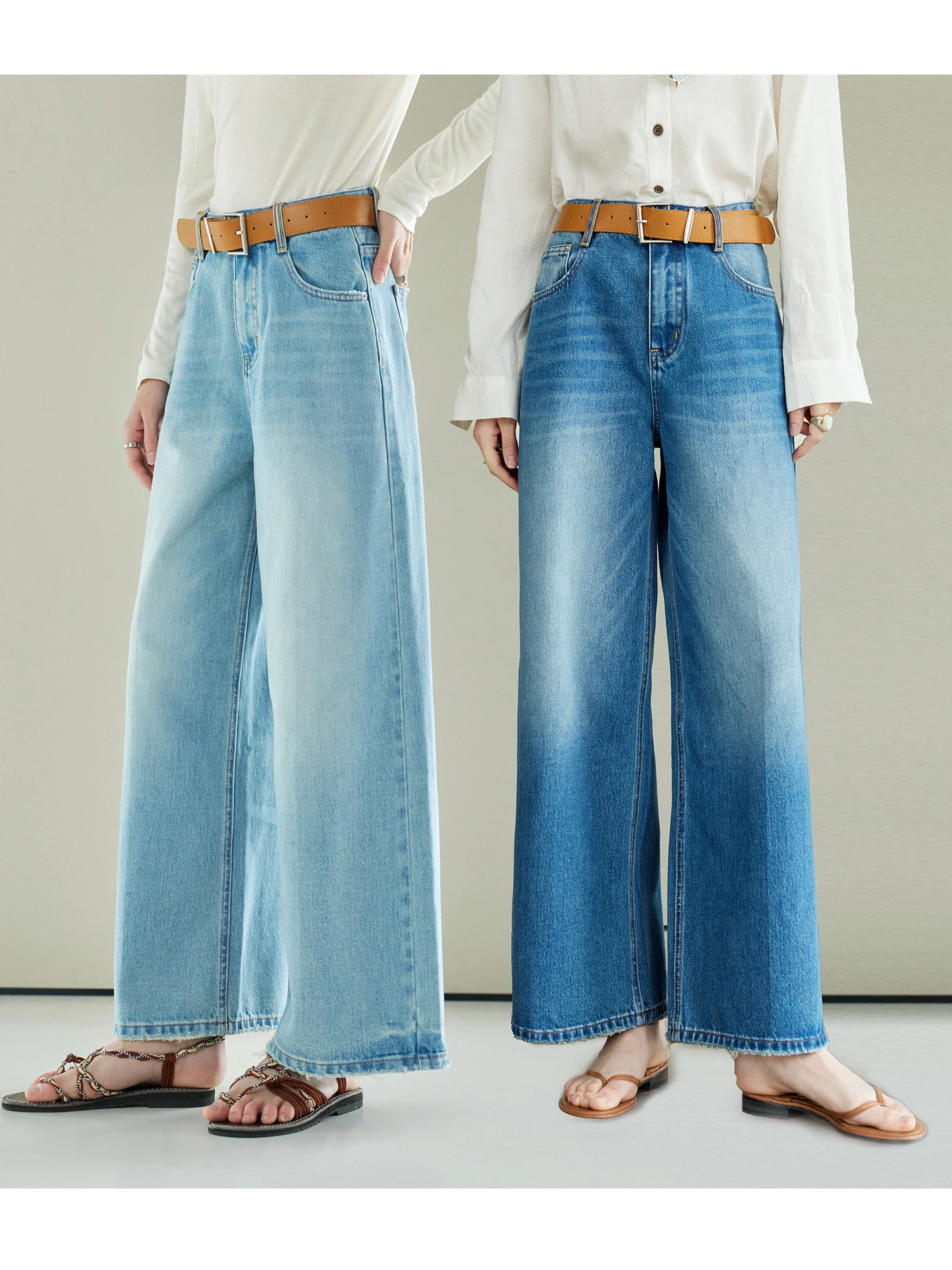 

Retro Wash Cotton Straight Leg Denim Jeans Women's Spring Slimming Long Pants High Waist Zipper Closure Commute Style