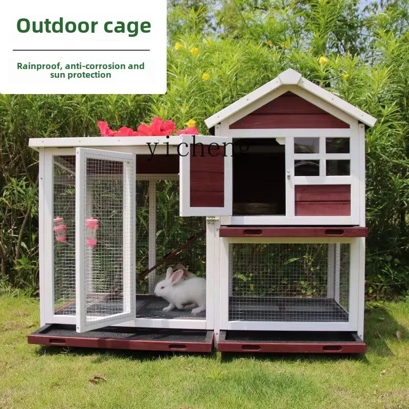 HW-25  outdoor villa anti-blowout urine rabbit nest pet cage automatic manure cleaning household luxury double-layer bird cage
