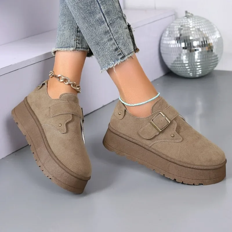 2024 Brand Ladies Shoes Buckle Strap Women's Vulcanize Shoes Fashion Hot Sale Ladies Casual Shoes New Plus Size Flat Low Heels