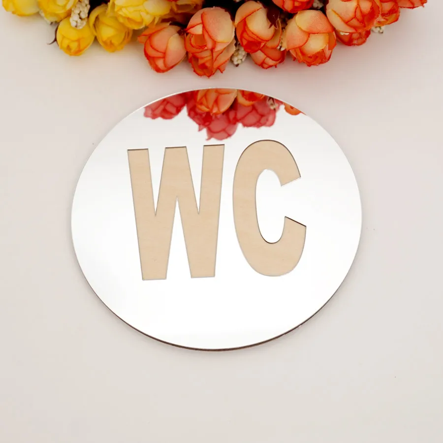 1 pçs wc porta sinal espelho adesivos de parede auto-adesivo adesivo acrílico para decoração de casa 12x12cm