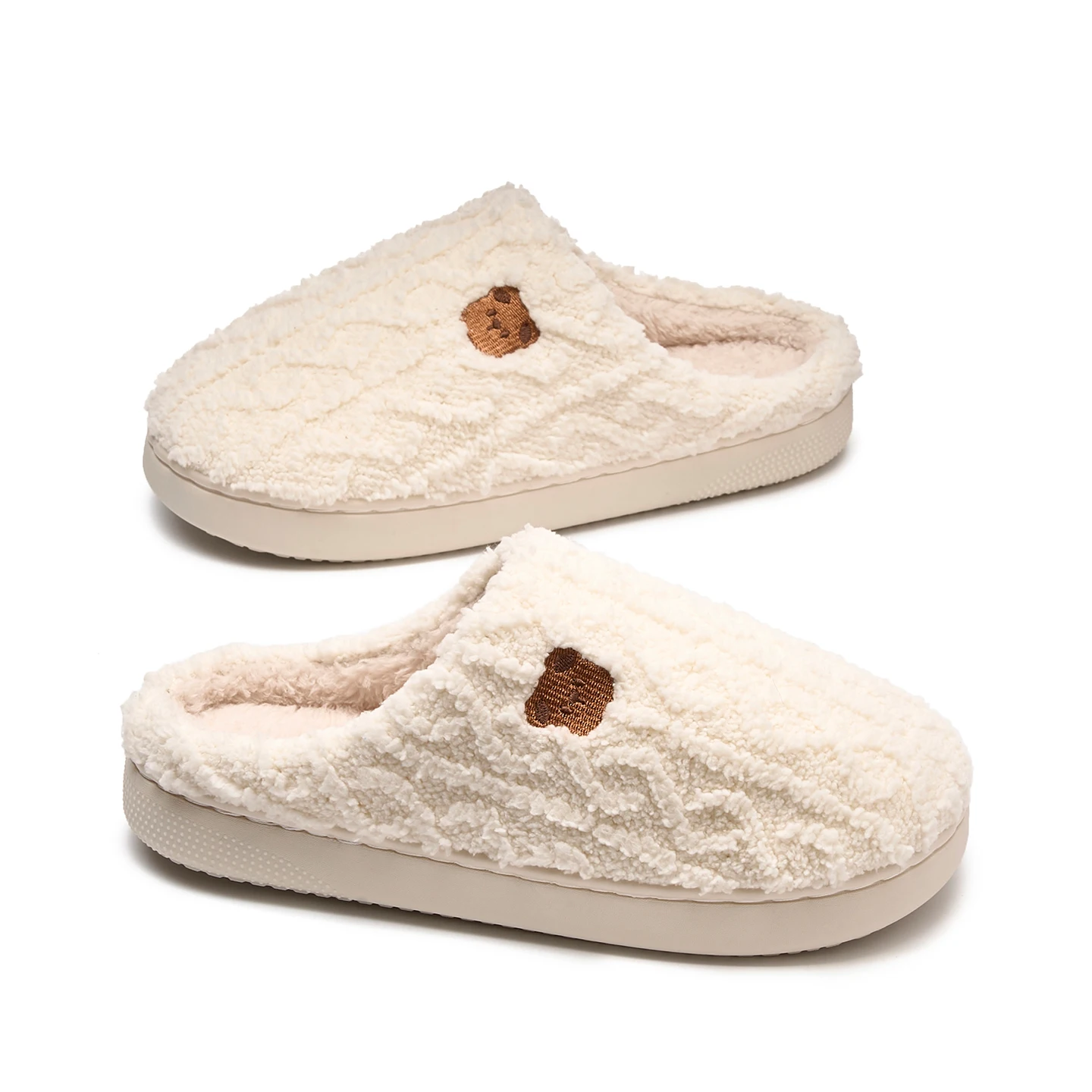Women's Solid Fuzzy Memory Foam Slippers, Warm Plush Fleece Lined Cozy Soft Anti-Slip Thick Sole House Shoes for Winter Fall