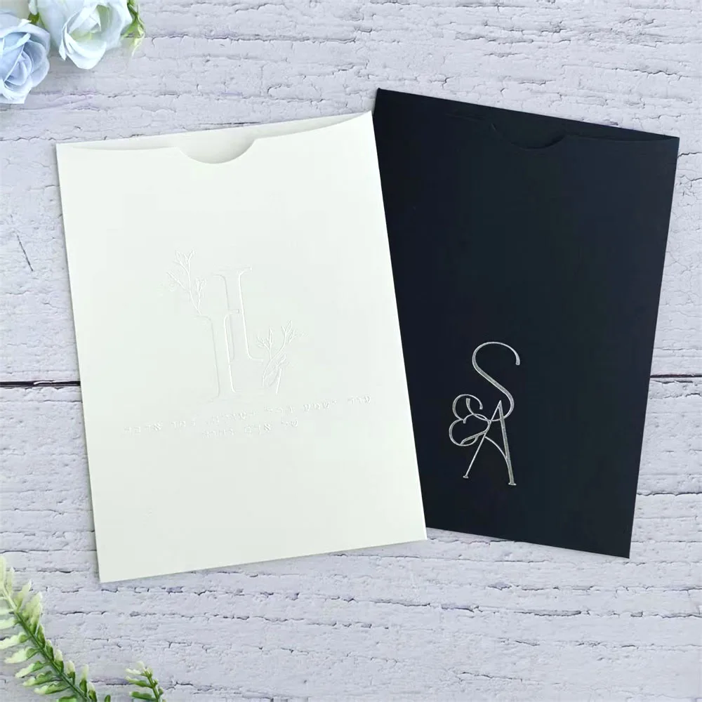 

Custom Envelope With Logo or Letters, Emboss Gold Silver Foil, For Wedding Birthday Bridal Shower Quinceañera Invitation