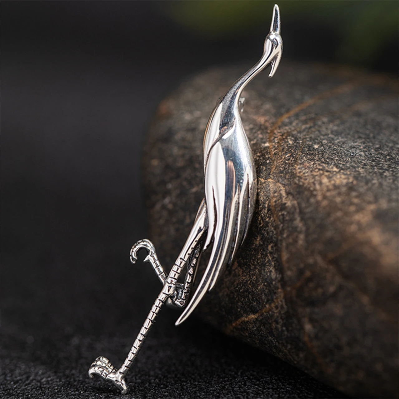 MeiBaPJ(New) 925 Sterling Original Design Red-Crowned Crane Needle Lapel Dress Brooch Men and Women Fine Charm Party Jewelry