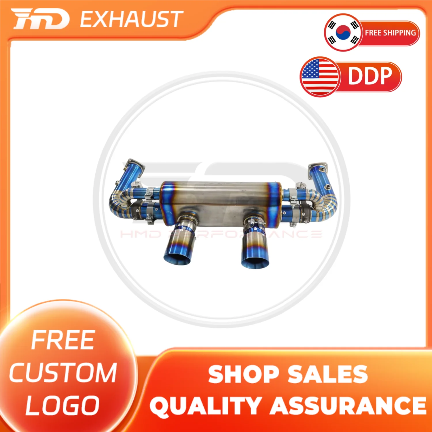 

HMD Exhaust System Titanium Performance Catback exhaust for Porsche 911 991.2 Carrera GTS 3.0T Muffler With Valve and tips