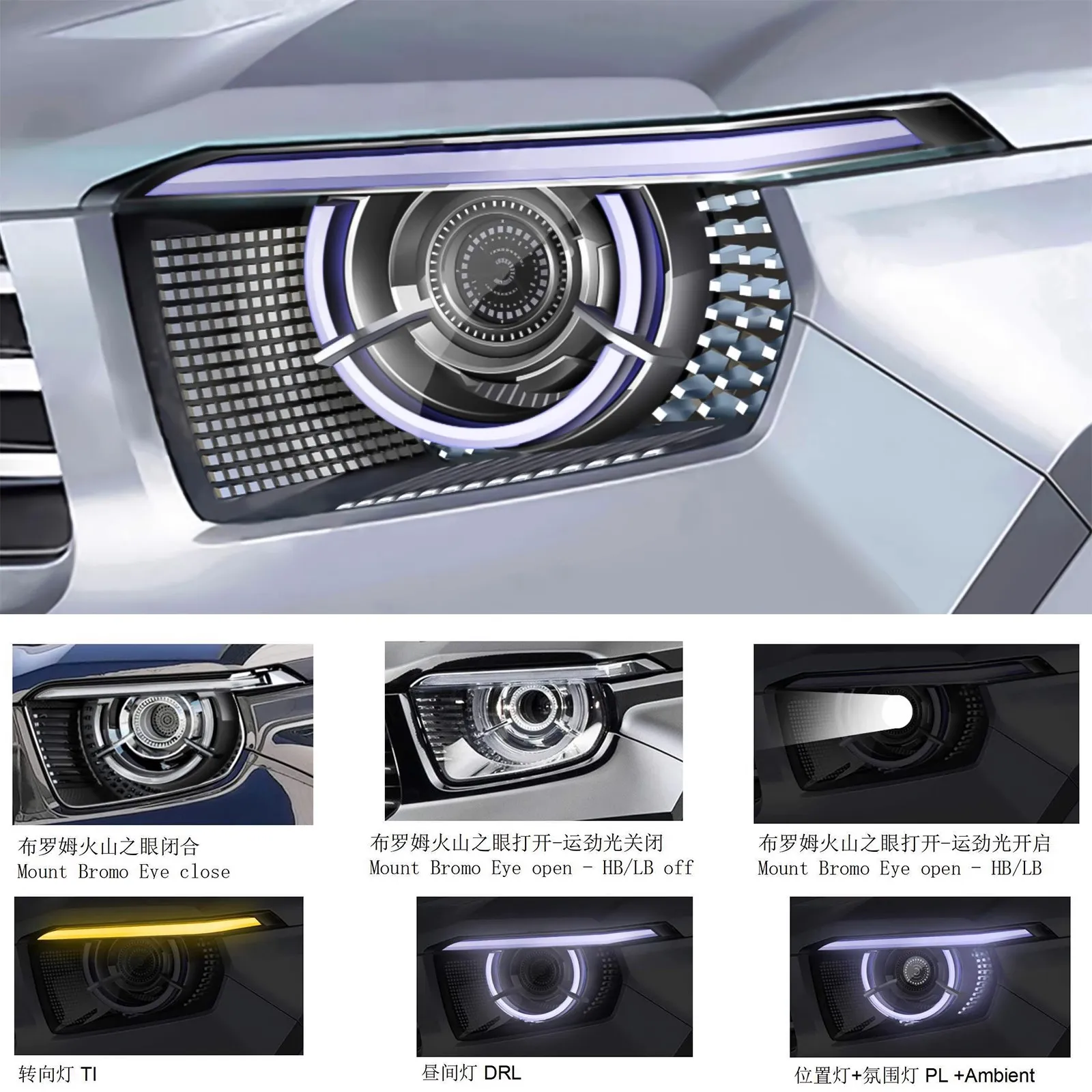 مصباح أمامي LED للسيارة للجدار العظيم GWM Tank 700 عدسة بركان معدلة عين الشيطان الأحمر ملحقات السيارات