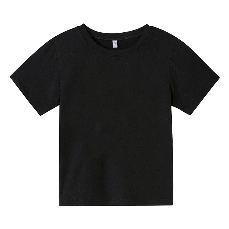 Solid T-shirt for Boys Girls Children Plain Cotton Summer Kids Tops Tees Baby Kids Blouse Clothes 4-14 Years