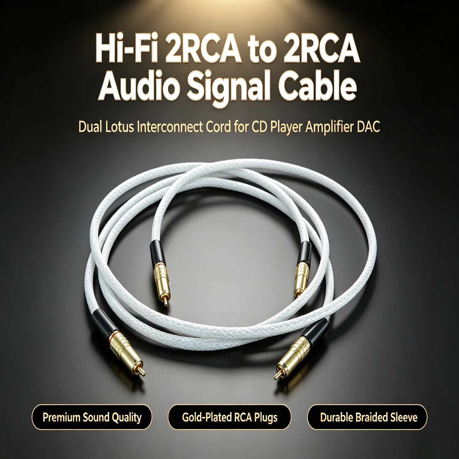 Hi‑Fi 2RCA to 2RCA Interconnect Signal Cable Dual Lotus Male‑to‑Male Audio Cord for CD Player Amplifier DAC Home Audio System