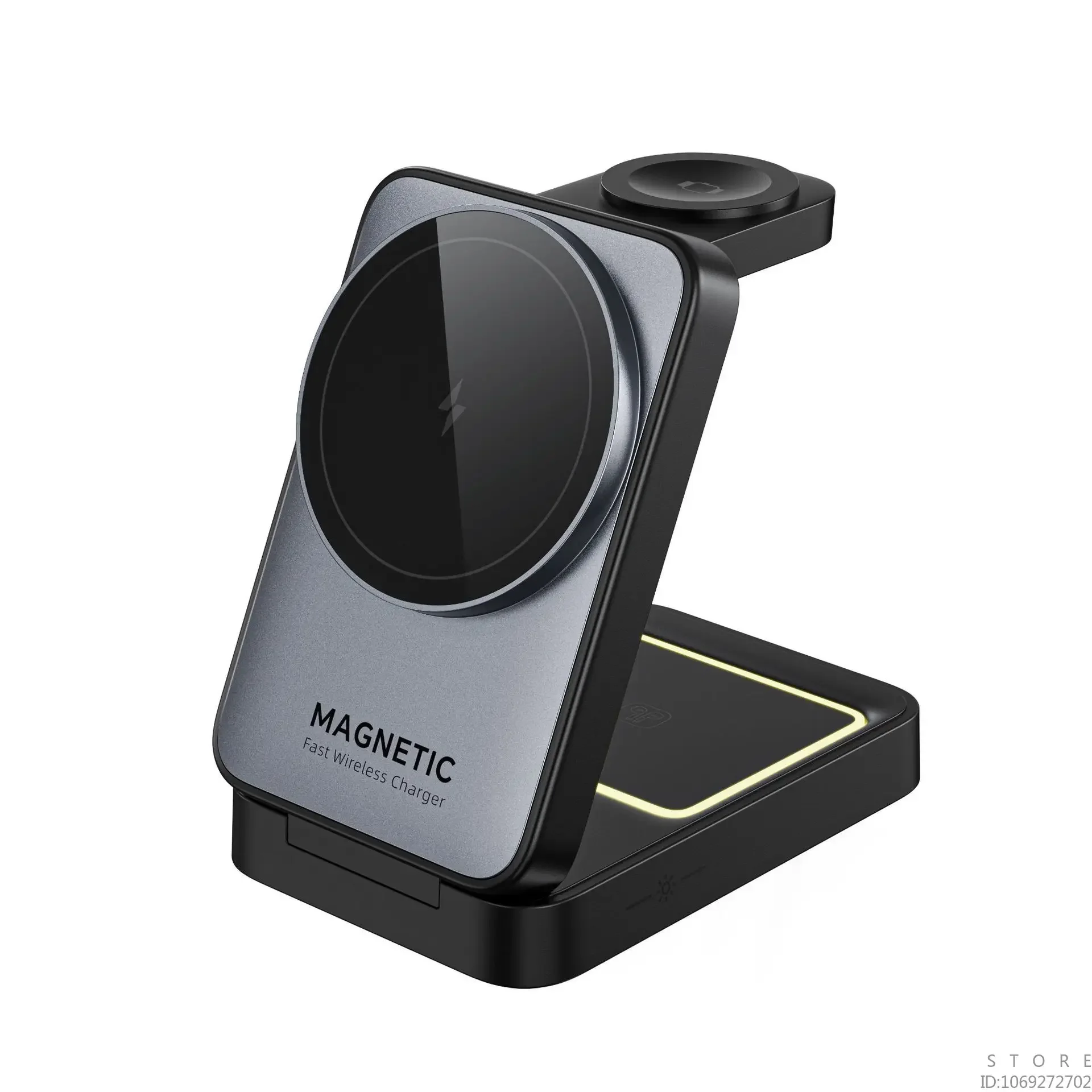 Foldable Magnetic 3 in 1 Wireless Charger Holder with Night Light for IPhone 15 14 13 Pro Max, Airpods and Iwatch Fast Charger image 4