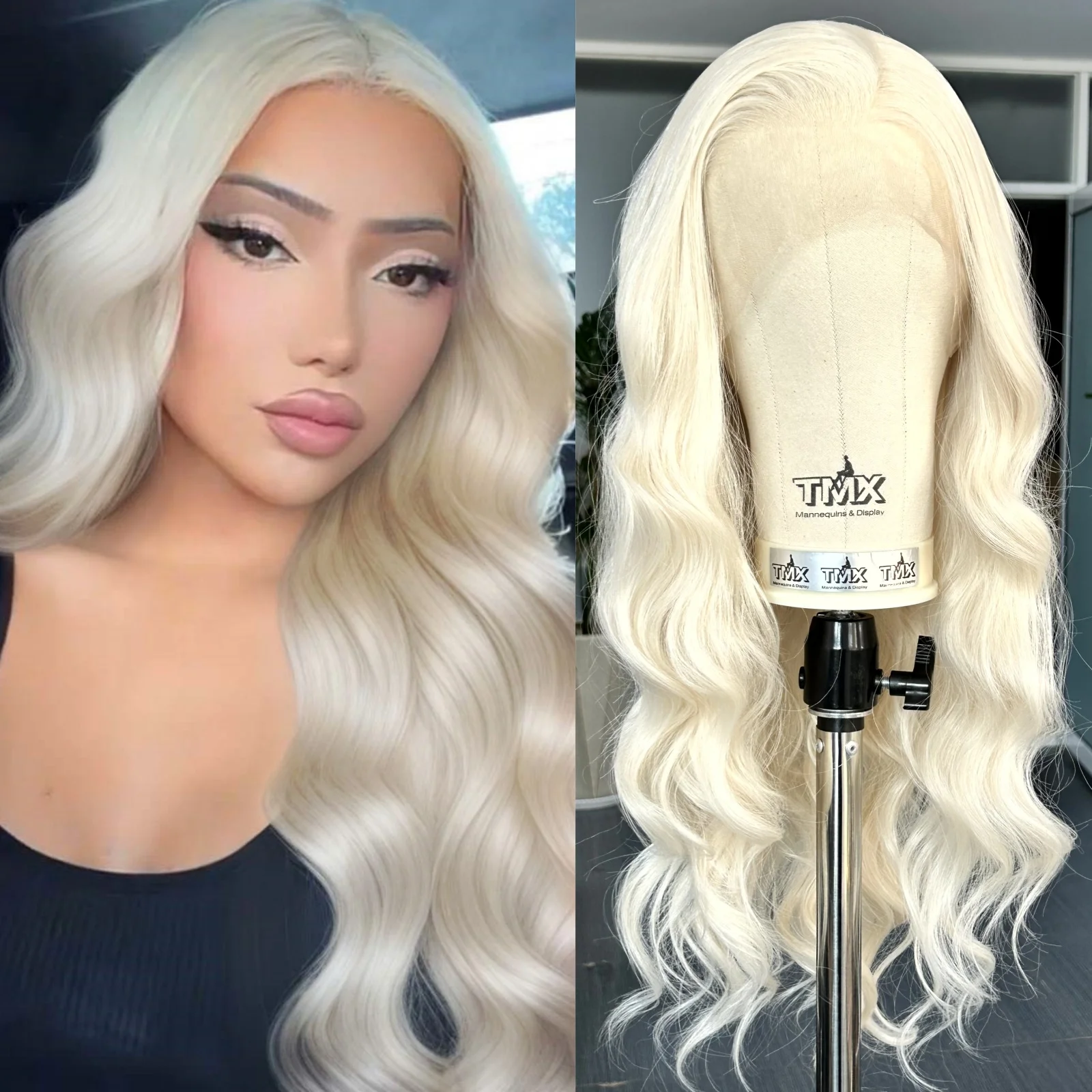 

Long Wavy Platinum Blonde Wig Synthetic Loose Body Wave Free Part Natural Curly Colored 13X4 Lace Front Wigs for Women Daily