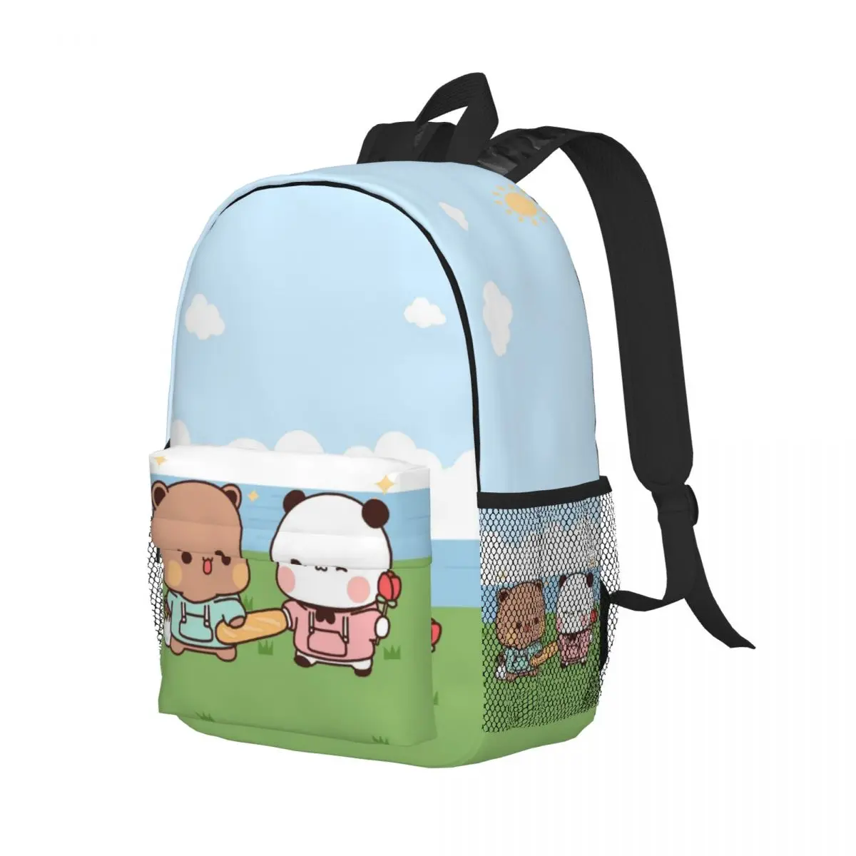 Panda Bear Hug Bubu Dudu Student School Bookbag Canvas Daypack Elementary High College Travel Bags 15in