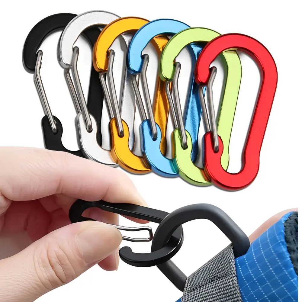 2/6pcs Gourd Type Carabiner Clips, Random Aluminum Spring Hook, Multi-purpose Key Clip for Backpack & Outdoor Activity YMY