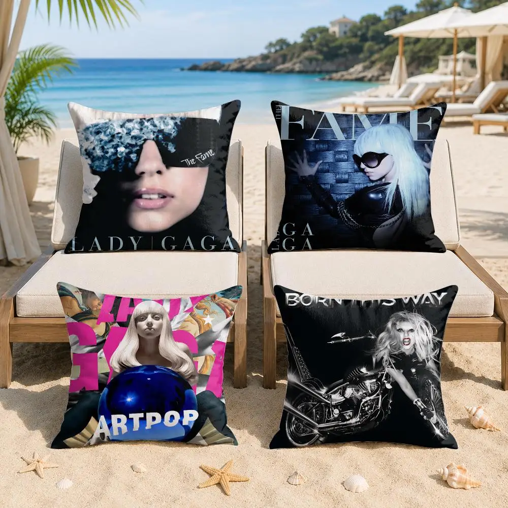 Lady G-Gaga Singer Cushion Cover Silky Short Plush Invisible Zipper Dustproof Sofa Pillow Case For Home Decor