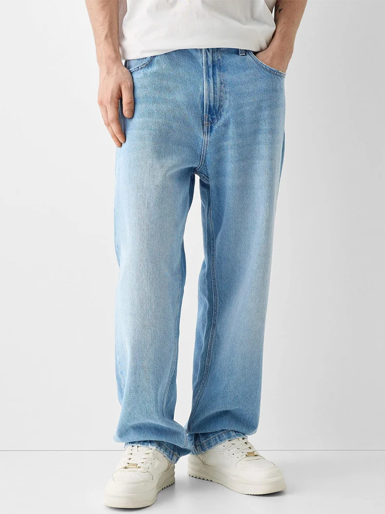 Pantalones vaqueros rectos anchos para hombre y mujer, Jeans holgados azules neutros, ropa de calle informal, pantalones holgados de Hip Hop