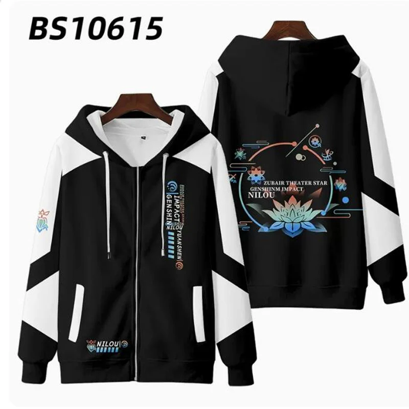 Anime Genshin Impact Nilou 3D Print Zip Up donna/uomo felpa con cappuccio Streetwear Hip Hop Cosplay Zipper giacca con cappuccio capispalla