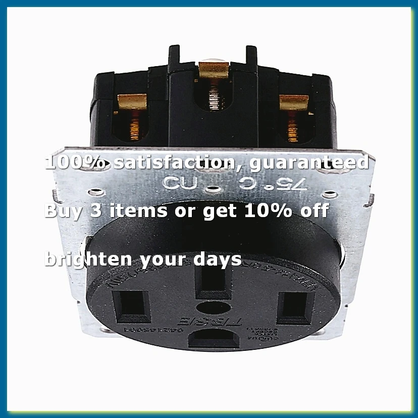 14-50R Receptacle Up to 50 Amps, 125/250 Volts, Suitable for Electric Vehicles, RVs and Large Appliances, 3-Pole 4-Wire