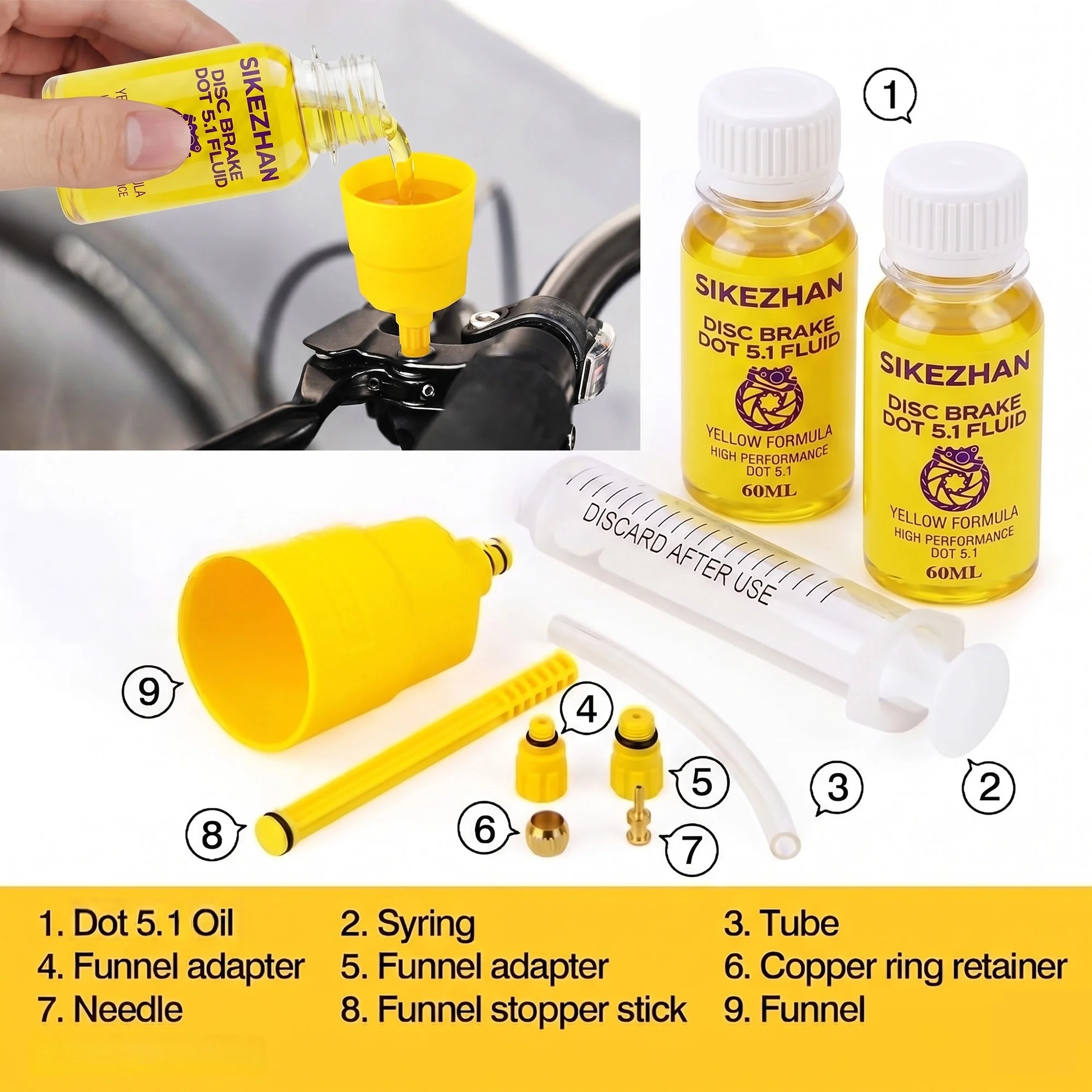 Professional Hydraulic Brake Bleed Kit 60ml DOT Fluid Complete Tool Set Easy DIY Repair Mountain Road Bike Disc Brake TRP view 5