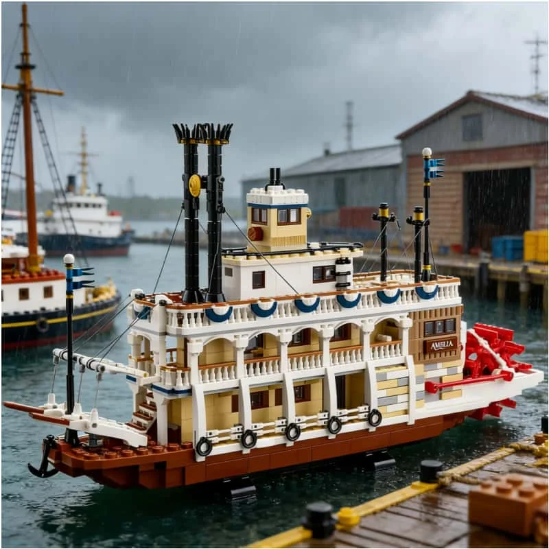 

Creative river steamboat building block model transportation assembly building block toy gift suitable for children adult boys
