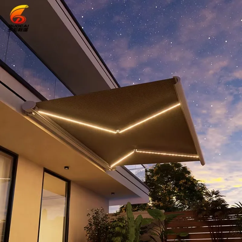Outdoor Full Cassette Awning Electric Aluminum Frame Waterproof Retractable Awning
