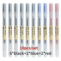 10Pcs/Set Gel Pen 0.38mm/0.5mm Black/Red/Blue/Deep Blue Ink MUJIs Style Stationery Office Student Business Signature Gel Pen