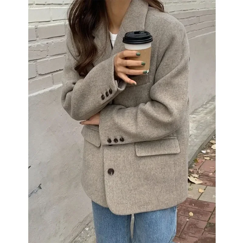 UNXX Solid Colors Single Breasted Loose Suit Woman Autumn Fashion Office Work Long Sleeve Blazer Women Korea Casual Jacket Woman